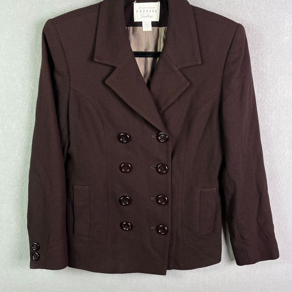 VTG COMPAGNIE Internationale Express Tailleur Jacket Womens 3/4 Wool Blend Brown
